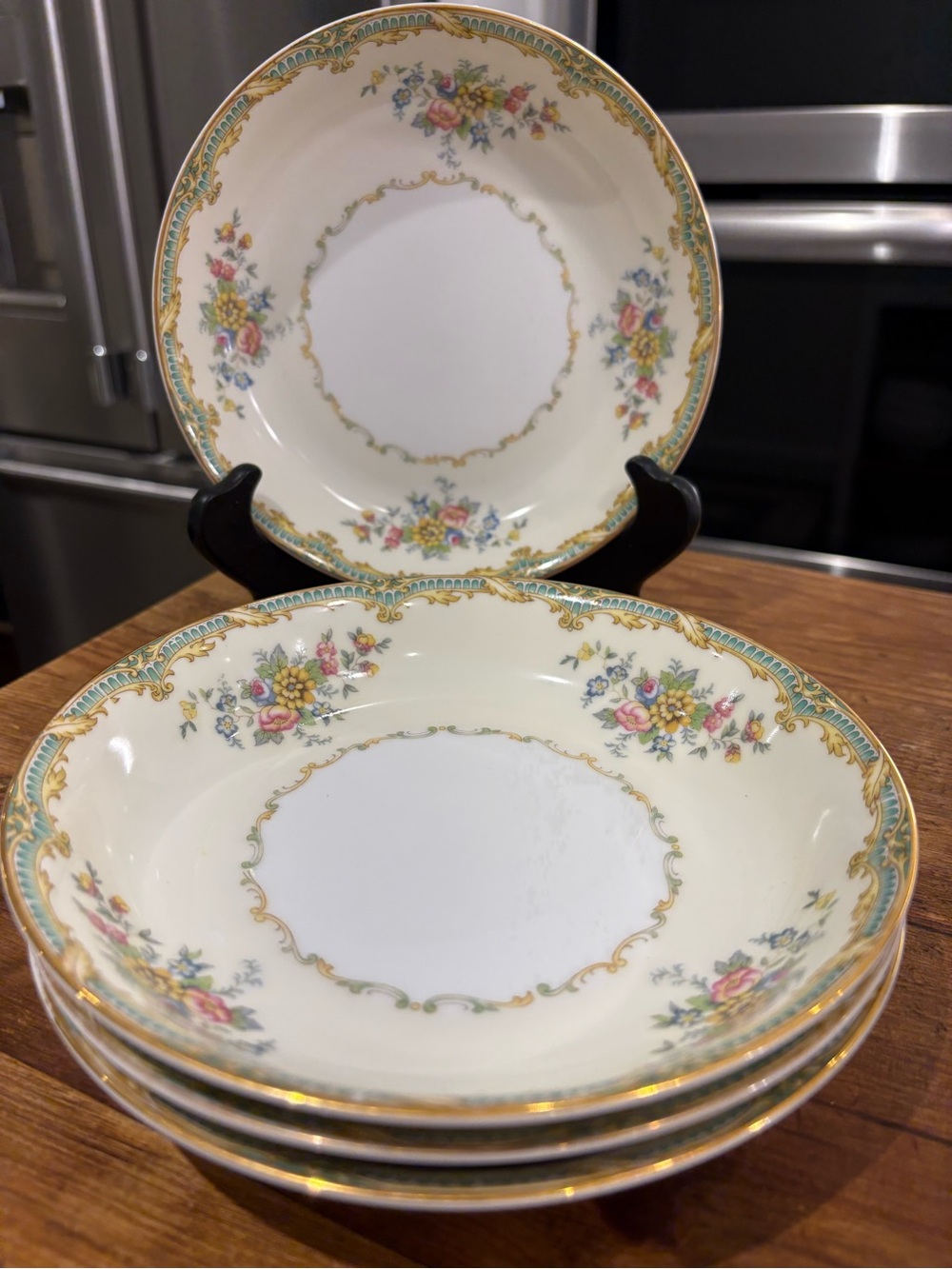 Vintage Jasmine Noritake Classic Floral Porcelain  Bowls- Cream with Gold Trim